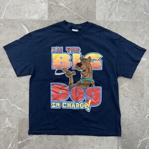 Vintage Scooby Doo Shirt Mens XL Navy Blue Cartoon Big Dog Graphic Tee y2k